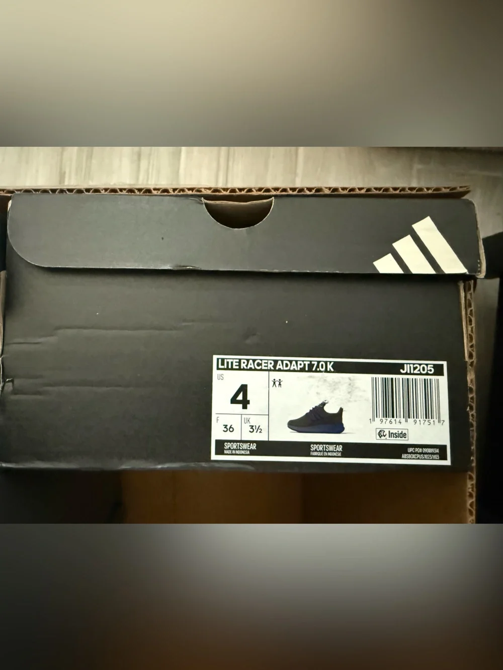 adidas Kids Gray and Blue Lite Racer Sneakers